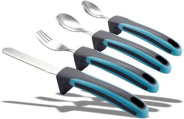 BunMo Easy Grip Cutlery - Great for The Elderly, Disabled Or Those Suffering with Tremors and Trembling Hands. Easy Pick up. (1x Set) Fashion