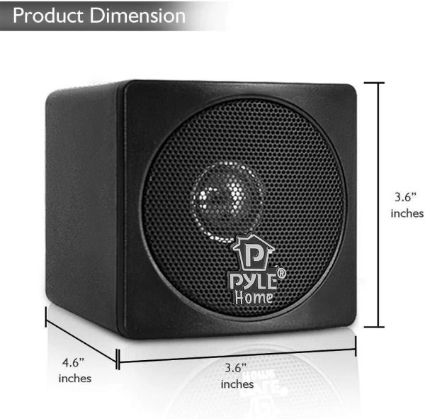 3  Mini Cube Bookshelf Speakers - 100W Small Bookshelf Speakers w  3  Paper Cone Driver, 8 Ohm - Passive Audio Book Shelf Speaker Pair For Home Theater Stereo Surround Sound - Pyle Home PCB3BK (Black) Cheap