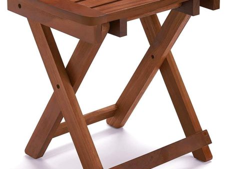 URFORESTIC 100% Natural Bamboo Folding Stool Shower Bench Seat Fully Assembled For Sale