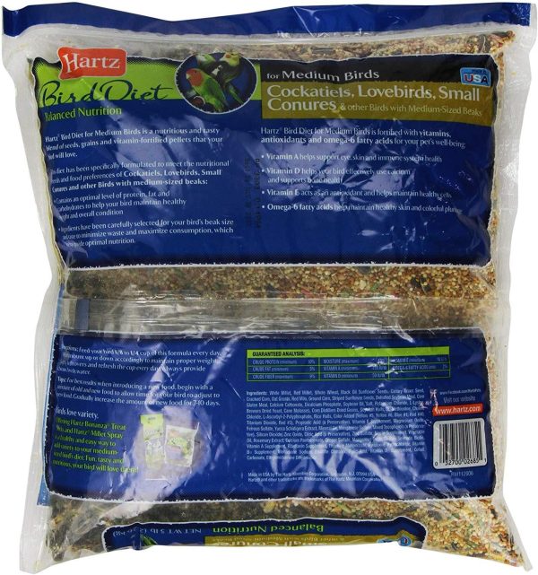 Hartz Cockatiel, Lovebird, Small Conure Medium Bird Food -5Lb Discount