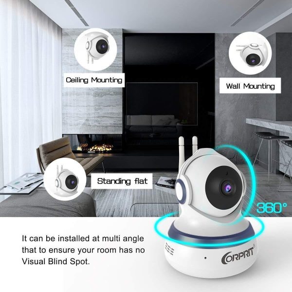 Wireless Security Camera, HD 1080P Baby Monitor Home Surveillance IP Came with Cloud Storage Night Vision, Pan Tilt, Two Way Talk by Android iOS App by corprit Hot on Sale