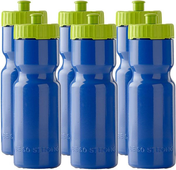 50 Strong Sports Squeeze Water Bottles - Set of 6 - Team Pack – 22 oz. BPA Free Bottle Easy Open Push Pull Cap – Made in USA - Multiple Colors Available Online Sale