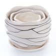 White Ceramic Flower Plant Pots Indoor Garden Plants Containers with Saucers, Set of 3 For Sale