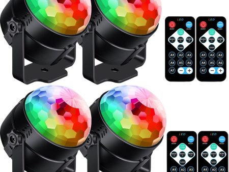 Luditek [4-Pack] Sound Activated Party Lights with Remote Control Dj Lighting, RBG Disco Ball Light, Strobe Lamp 7 Modes Stage Par Light Cheap