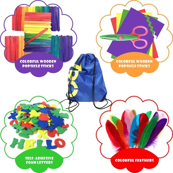 Arts and Crafts Supplies for Kids Girls - Toddler DIY Craft Art Supply Set with Storage Bag for Ages 4 5 6 7 8 9, Craft Pipe Cleaners, Letter Beads, Pompoms, Wiggle Googly Eyes.Over 1,000 PCS.(EBOOK) on Sale