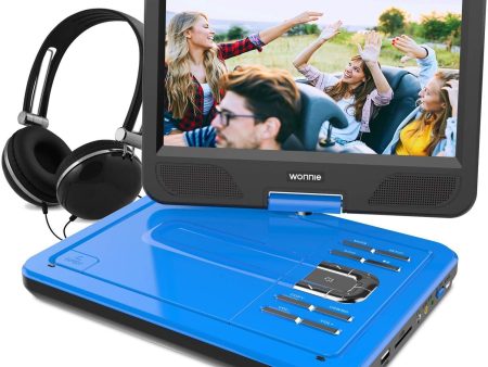 WONNIE 12.5 Inch Portable DVD Player with 4 Hour Rechargeable Battery,10.5  Swivel Screen, USB SD Slot (BLUE) Cheap