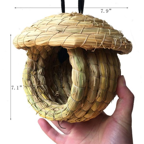 Hamiledyi Birdcage Straw Simulation Birdhouse 100% Natural Fiber - Cozy Resting Breeding Place for Birds - Provides Shelter from Cold Weather - Bird Hideaway from Predators - Ideal for Finch & Canary Online