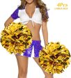 hatisan 4Pcs Large Cheerleader Pom Poms, Pom Poms Cheerleading Metallic Foil & Plastic Ring Pompoms Cheerleader, Cheerleading Poms Accessory Pompoms Cheer for Sports Team Spirit Cheering For Sale