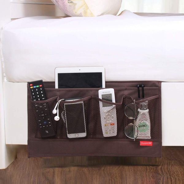 DuomiW Bedside Storage Organizer, Beside Caddy, Table Cabinet Storage Organizer, TV Remote Control, Phones, Magazines, Tablets, Accessories (Brown) Online Hot Sale