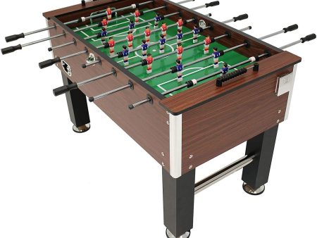 Sunnydaze 55-Inch Faux Wood Foosball Table with Folding Drink Holders, Sports Arcade Soccer for Game Room Online now