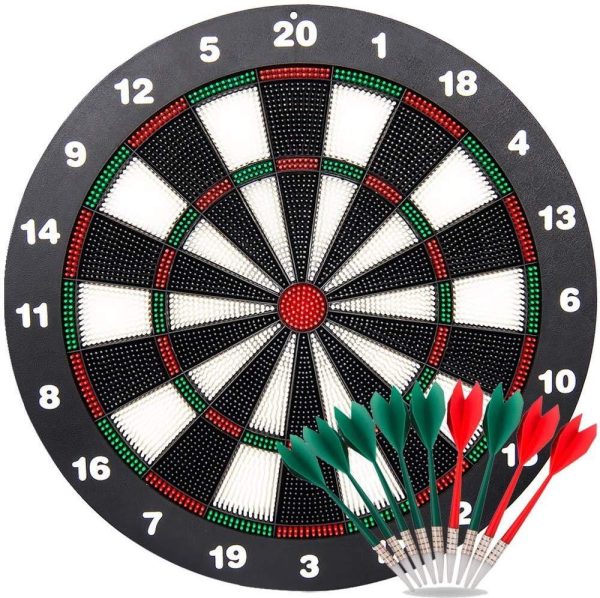 Ylovetoys Dart Board Soft Tip Safety Kids Dart Board Set Boys Toys Gifts, 16.4 inch Rubber Dartboard with 9 Soft Tip Safe Darts Great Game for Office and Family Leisure Sport Discount