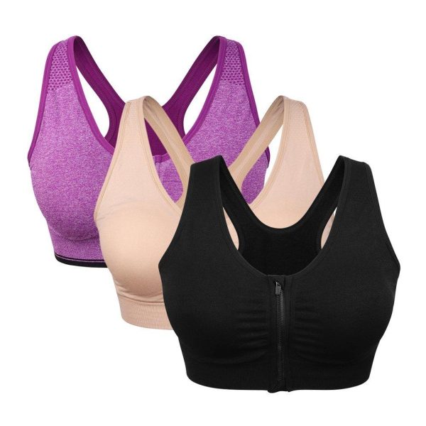 Women s Zip Front Sports Bra Wireless Post-Surgery Bra Active Yoga Sports Bras Sale