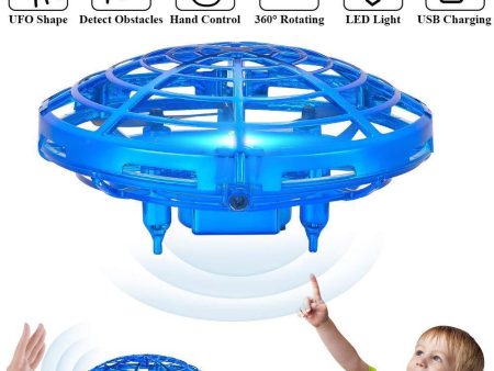 TEMI Mini UFO Flying Toys Drone for Kids & Adults, Hand Operated Flying Ball Helicopter with Lights, Easy Indoor Outdoor Pocket Quadcopter Aircraft Toy Gifts for Beginners, Boys & Girls, Blue For Sale