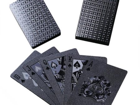 Lijuan Qin 2 Pack Cool Black Gold Foil Poker Playing Cards, PVC Plastic Waterproof Poker Cards, Playing Cards Trick Magic Cards Games for Family Party BBQ Game on Sale