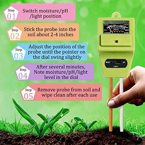 Womtri Soil Test Kit 3-in-1 Soil Tester with Moisture,Light and PH Meter, Indoor Outdoor Plants Care Soil Sensor for Home and Garden, Farm, Herbs & Gardening Tools(No Battery Needed) Discount