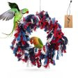 Borangs Bird Toys Parrot Shredding Toys Birds Cotton Preening Grooming Ropes Colorful Hanging Swing Snuggle Ring Toy Bird Cage Accessories for African Grey Cockatoos Conure Parakeet Quaker, 12 inch Supply