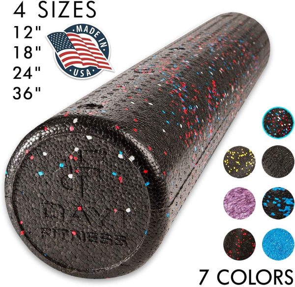 High Density Muscle Foam Rollers by Day 1 Fitness – 4 SIZE OPTIONS and 7 COLORS TO CHOOSE FROM - Sports Massage Rollers for Stretching, Physical Therapy, Deep Tissue and Myofascial Release -Exercise on Sale