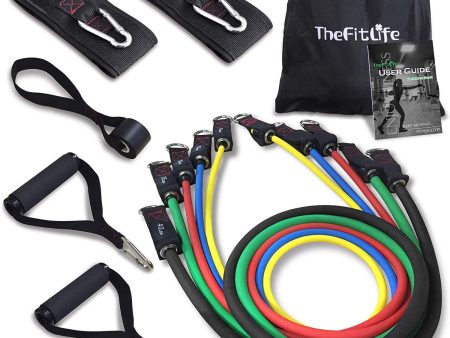 TheFitLife Exercise Resistance Bands with Handles - 5 Fitness Workout Bands Stackable up to 110 lbs, Training Tubes with Large Handles, Ankle Straps, Door Anchor Attachment, Carry Bag and Bonus eBook Online Sale