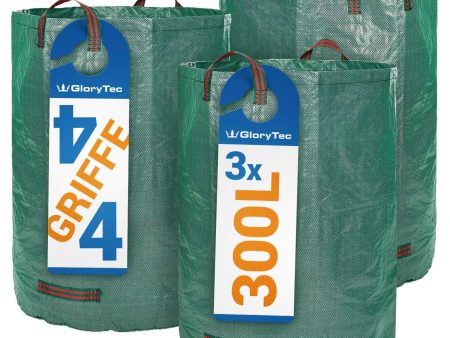 Glorytec 3-Pack 80 Gallons Garden Bag - Extra Large Reusable Leaf Bags - Garden Waste Bags - Collapsible Gardening Containers for Lawn and Yard Waste - 4 Handles Supply