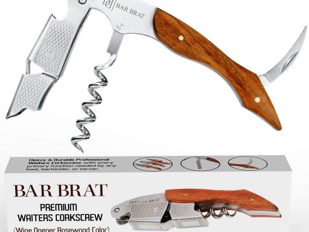 Wine Opener & Waiters Corkscrew (Rosewood) by Bar Brat ™   Stronger Than Other Wine Openers & Corkscrews Only Corkscrew You ll Ever Use Wine Foil Cutter included by  Bar Brat Sale