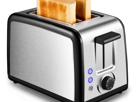 Toaster 2 Slice Warming Rack Brushed Stainless Steel for Breakfast Bread Toasters Defrost Reheat Cancel Button Removable Crumb Tray By CUSINAID Supply