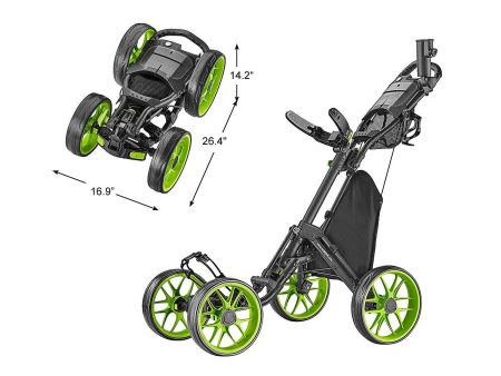 CaddyTek Caddycruiser One Version 8 - One-Click Folding 4 Wheel Golf Push Cart For Discount