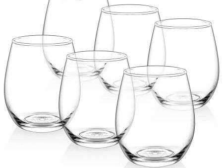 [Set of 6] Zuzoro Stemless Wine Glasses - 15oz - Decorative Long-lasting & Durable Wine Glass Set - For White or Red Wine - Great Holiday Gift for Wine Lovers Online Hot Sale