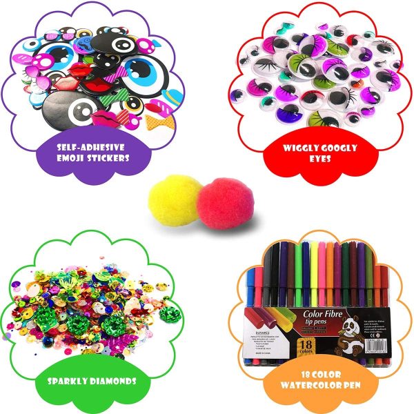 Arts and Crafts Supplies for Kids Girls - Toddler DIY Craft Art Supply Set with Storage Bag for Ages 4 5 6 7 8 9, Craft Pipe Cleaners, Letter Beads, Pompoms, Wiggle Googly Eyes.Over 1,000 PCS.(EBOOK) on Sale