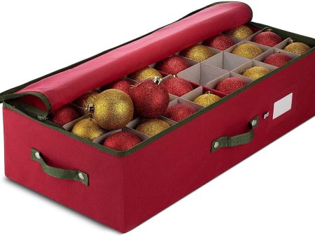 Underbed Christmas Ornament Storage Box Zippered Closure - Stores up to 64 of The 3-inch Standard Christmas Ornaments by ZOBER Online