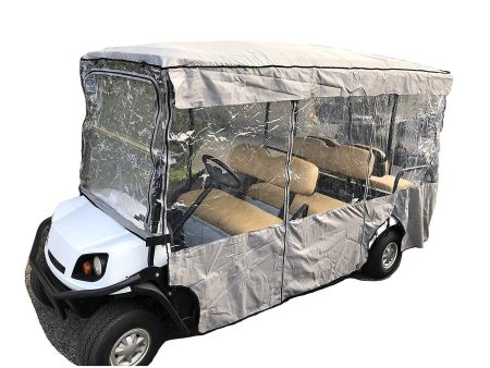 Formosa Covers Premium Tight Weave Golf Cart Driving Enclosure 6 Seater Passenger EZGO 4 + 2 Bench - 119  L x 44  W x 63  H For Sale