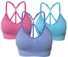 AKAMC Women s Removable Padded Sports Bras Medium Support Workout Yoga Bra 3 Pack Discount