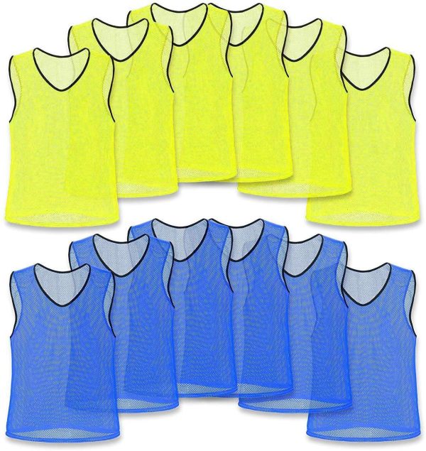 Unlimited Potential Nylon Mesh Scrimmage Team Practice Vests Pinnies Jerseys Bibs for Children Youth Sports Basketball, Soccer, Football, Volleyball (Pack of 12) Supply