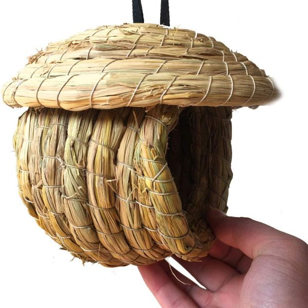 Hamiledyi Birdcage Straw Simulation Birdhouse 100% Natural Fiber - Cozy Resting Breeding Place for Birds - Provides Shelter from Cold Weather - Bird Hideaway from Predators - Ideal for Finch & Canary Online