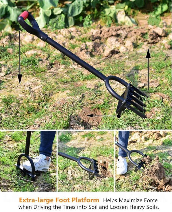 Ymachray 5-Tine Forged Cultivator- Heavy Duty Hand Tiller and Garden Claw Weeder Cultivator -Solid Steel Shaft Unbreakable Tines Cheap