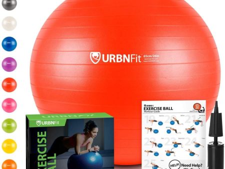 URBNFit Exercise Ball (Multiple Sizes) for Fitness, Stability, Balance & Yoga - Workout Guide & Quick Pump Included - Anti Burst Professional Quality Design Hot on Sale