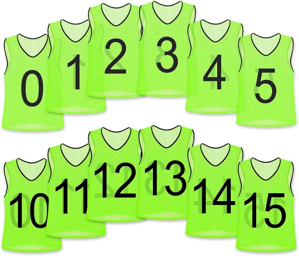 Unlimited Potential Nylon Mesh Scrimmage Team Practice Vests Pinnies Jerseys Bibs for Children Youth Sports Basketball, Soccer, Football, Volleyball (Pack of 12) Supply