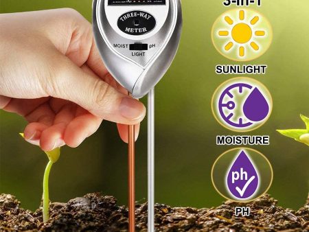 Womtri Soil Tester,3-in-1 Soil Test Kit with Moisture,Light and PH Test,Soil Moisture Meter,Great for Garden, Lawn, Farm, Indoor & Outdoor Use (Silver) For Discount