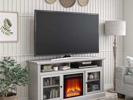 Ameriwood Home Chicago TV Stand with Fireplace, Rustic Gray Discount